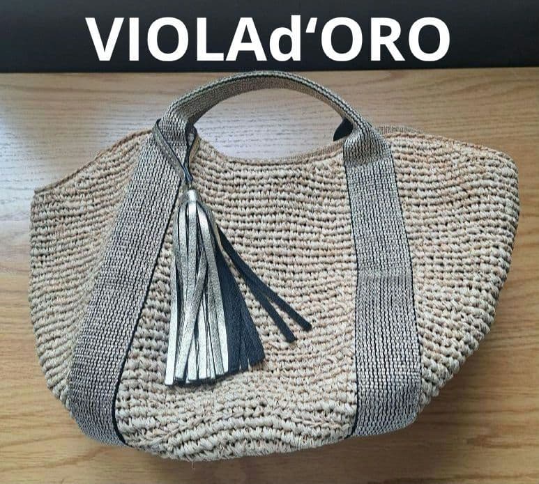VIOLAd‘ORO ストロー かごバッグ タッセル付き