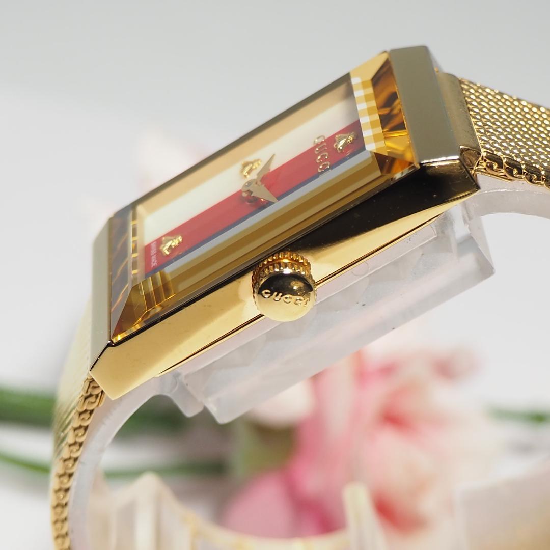 グッチ GUCCI 147.4 スクエア トリコロール文字盤 腕時計 箱 533