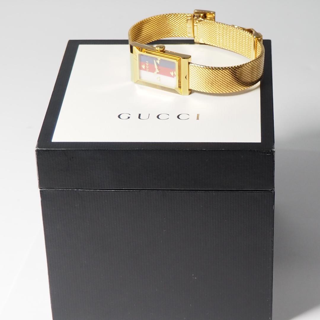 グッチ GUCCI 147.4 スクエア トリコロール文字盤 腕時計 箱 533
