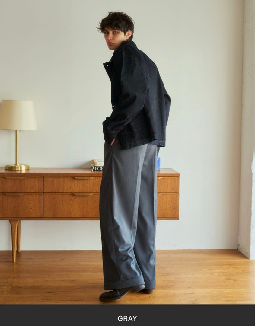 2tuck wide baggy slacks ワイドバギーフレアスラックス