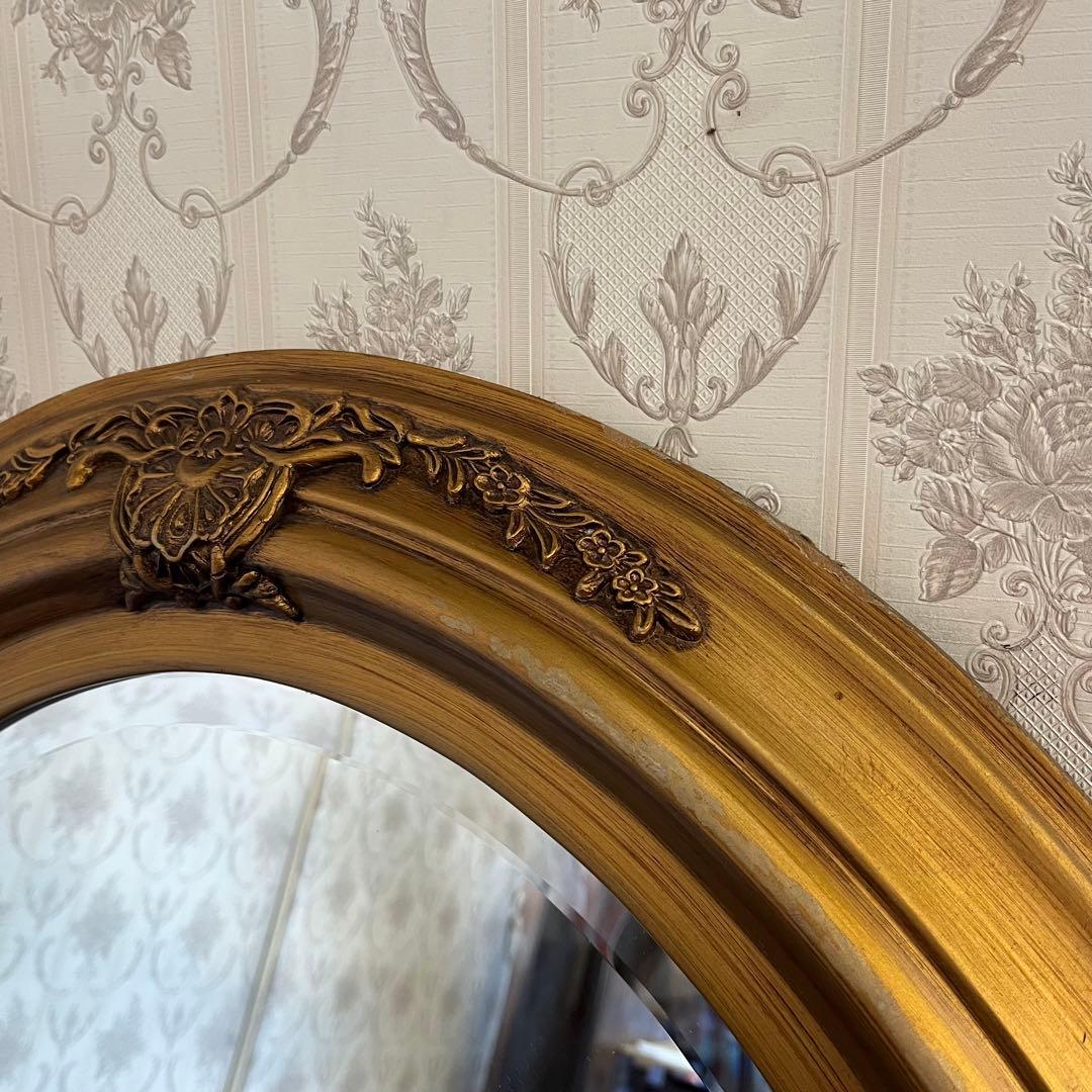 【アンティーク】ロココ調 壁掛け鏡 ウォールミラー ヨーロピアン 古道具 古民家