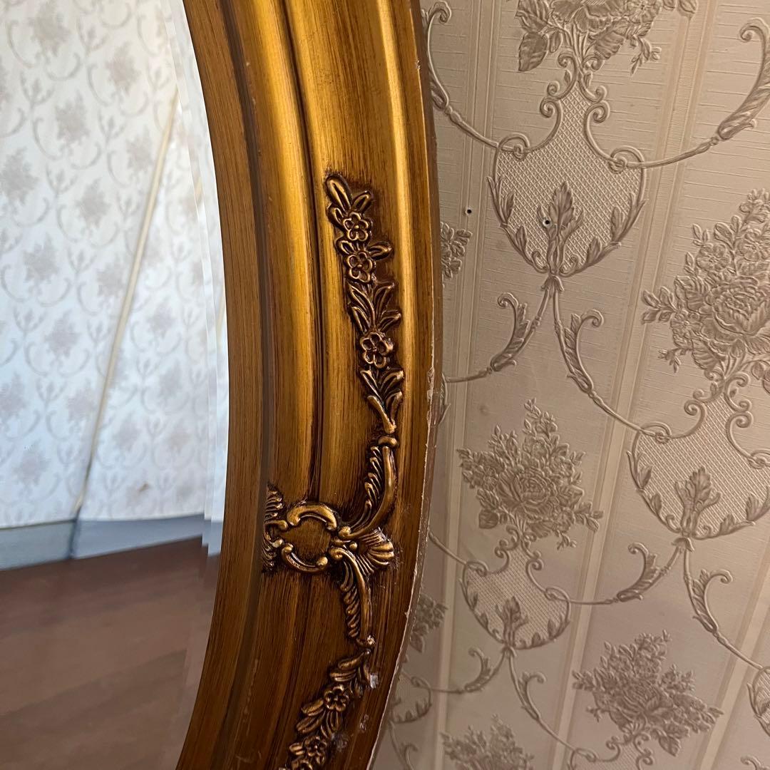 【アンティーク】ロココ調 壁掛け鏡 ウォールミラー ヨーロピアン 古道具 古民家