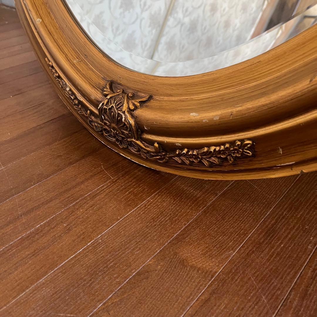 【アンティーク】ロココ調 壁掛け鏡 ウォールミラー ヨーロピアン 古道具 古民家