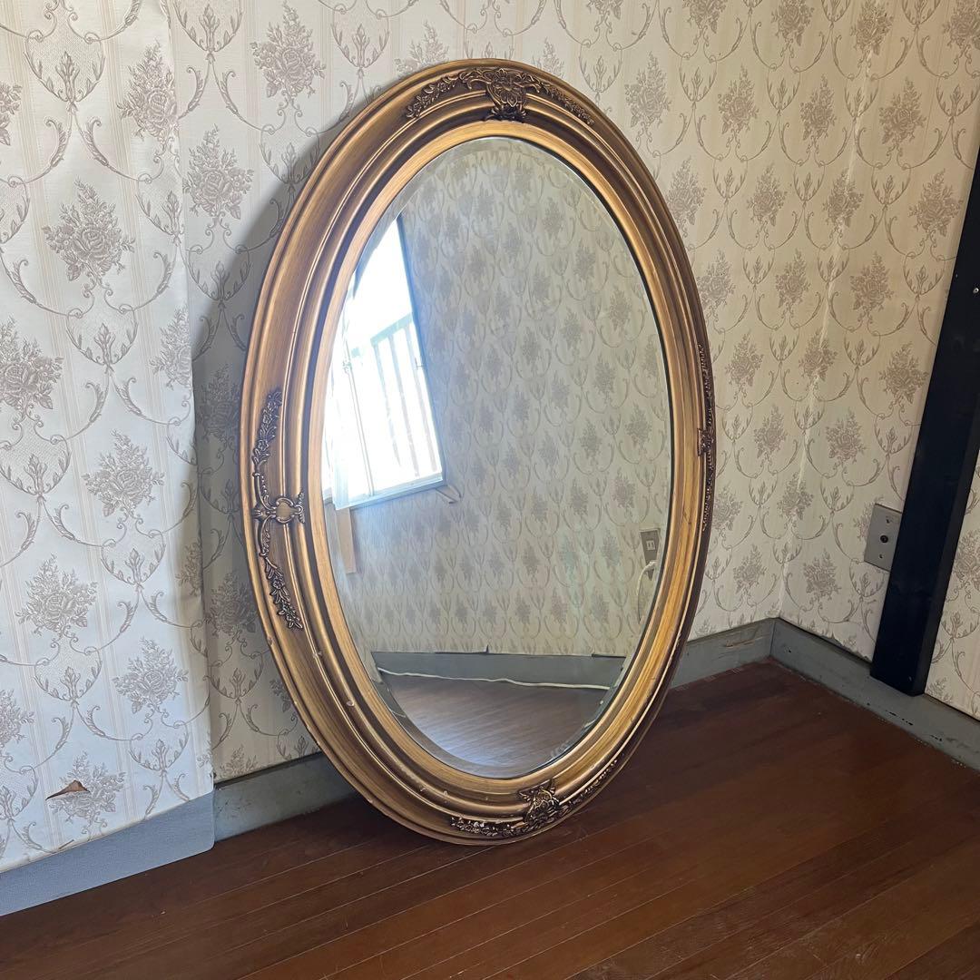 【アンティーク】ロココ調 壁掛け鏡 ウォールミラー ヨーロピアン 古道具 古民家