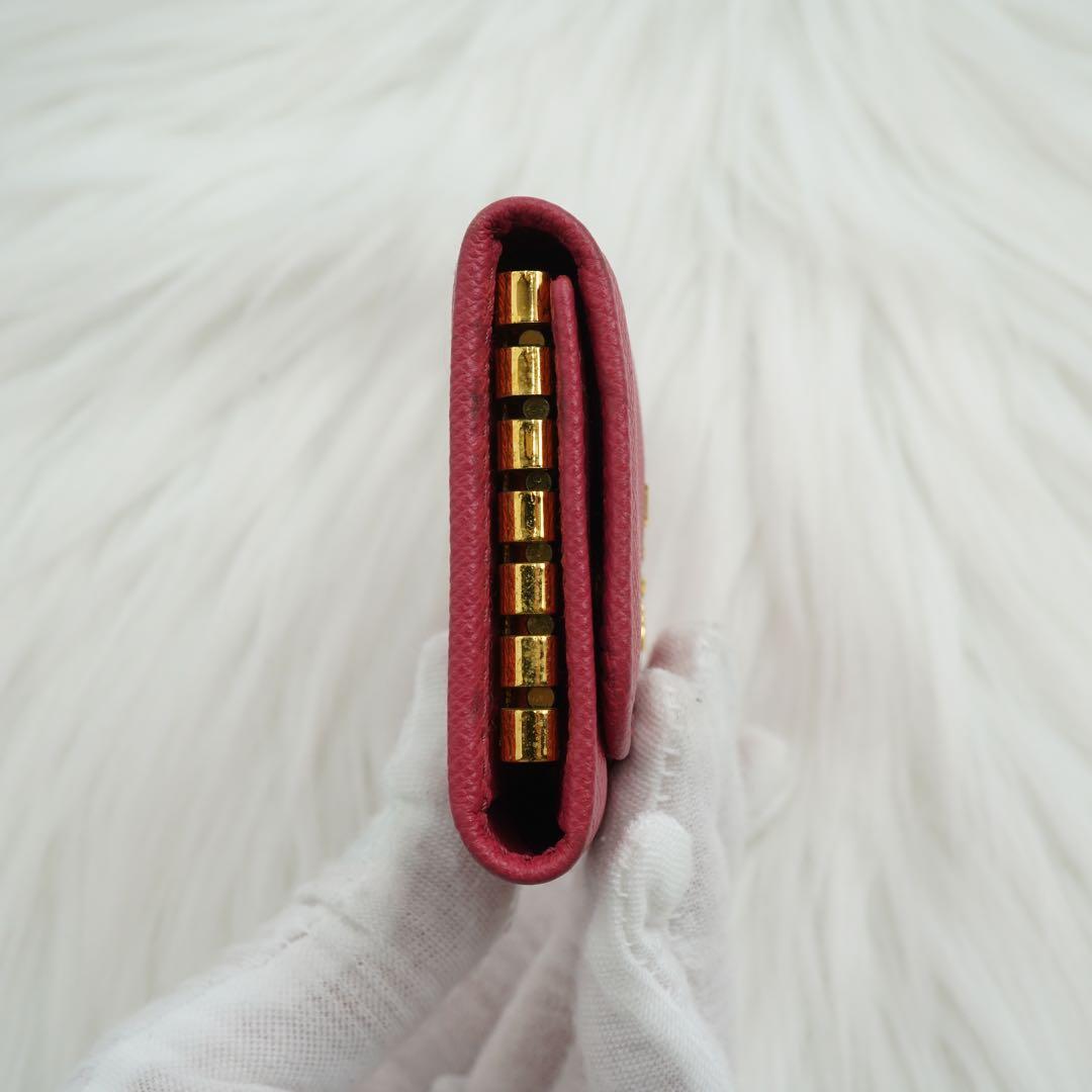 極美品　箱付き　PRADA プラダ　キーケース　サフィアーノレザー　ピンク