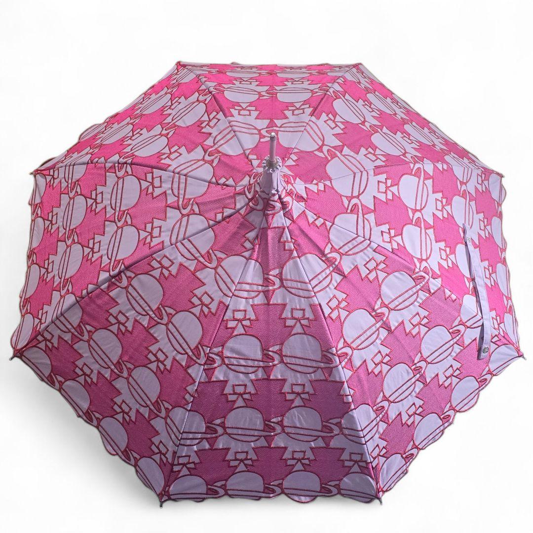 【美品】ヴィヴィアンウエストウッド　日傘　長傘　ピンク系　オーブ総柄