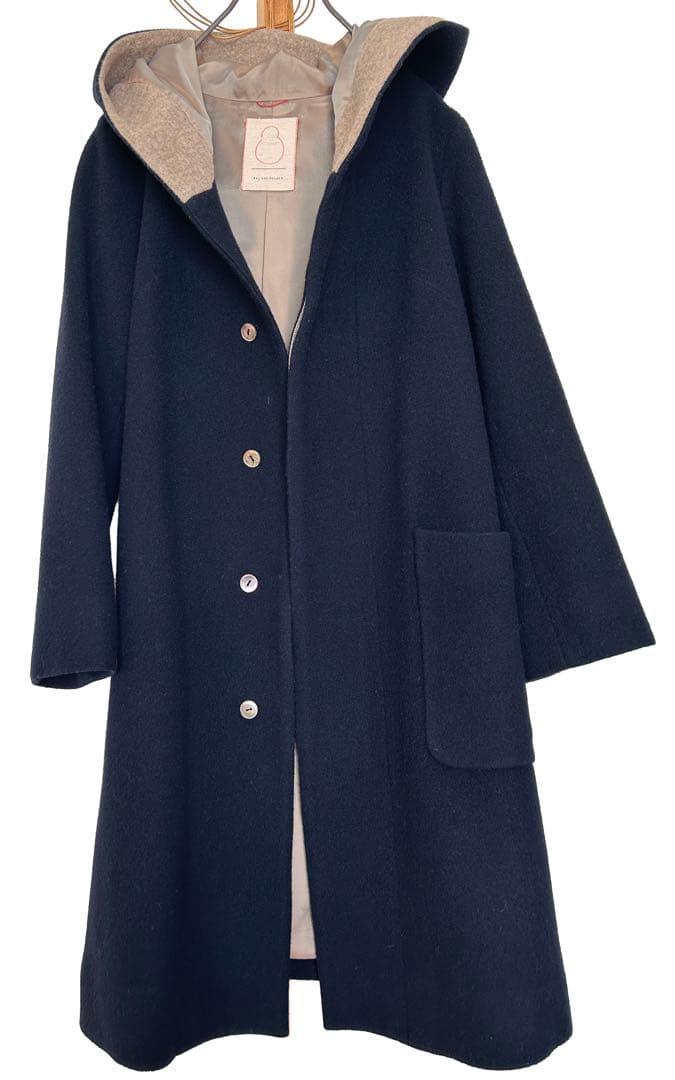 とら【美品 】パラスパレス フード付コート ネイビー