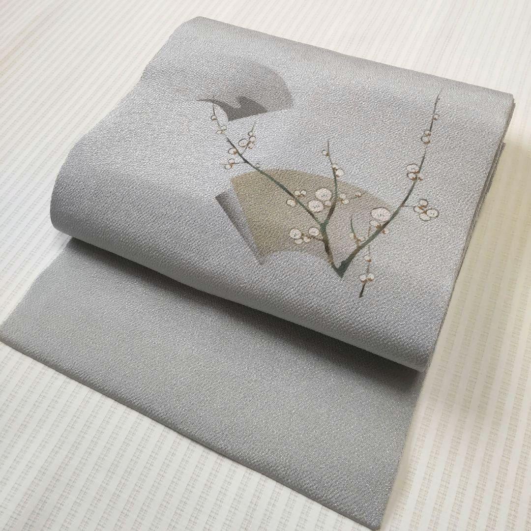 【名古屋帯】未使用品✣やわらかな春待ちの梅 ― 手描き 406cm