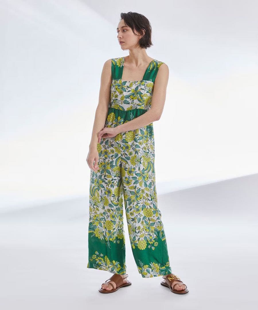 スカーフ柄　ノースリーブサロペット　36