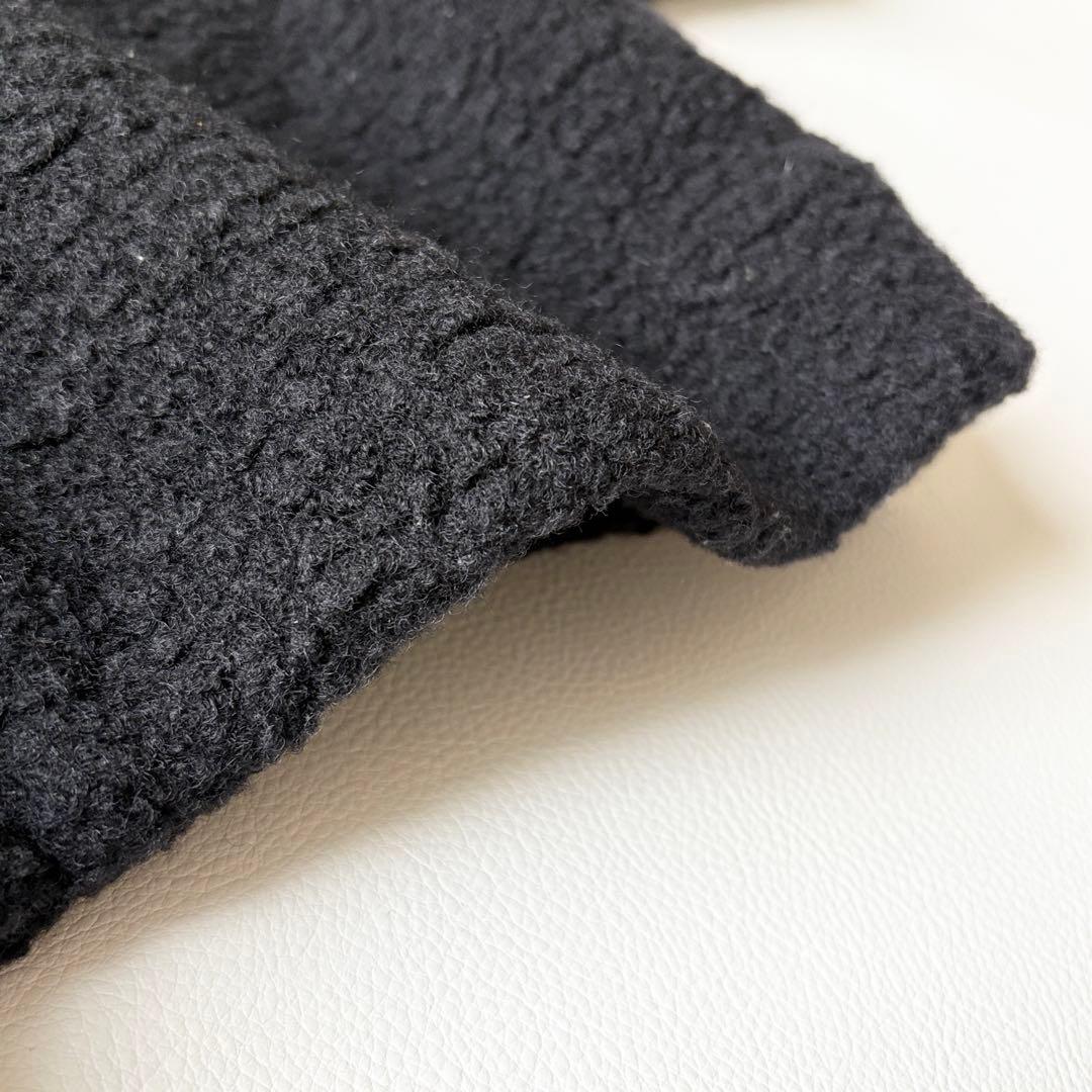 2953y美品　イザベルマラン　ノーカラーボアロングコート　黒