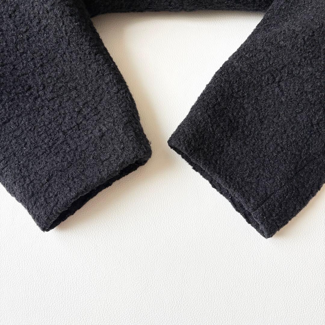 2953y美品　イザベルマラン　ノーカラーボアロングコート　黒