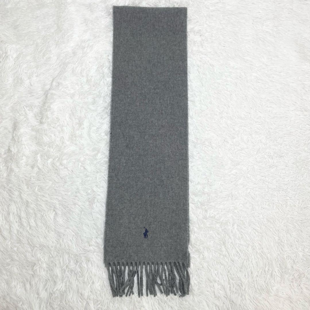 【新品未使用】ポロラルフローレン　マフラー・ストール・ウィンドウペン・ロゴ刺繍