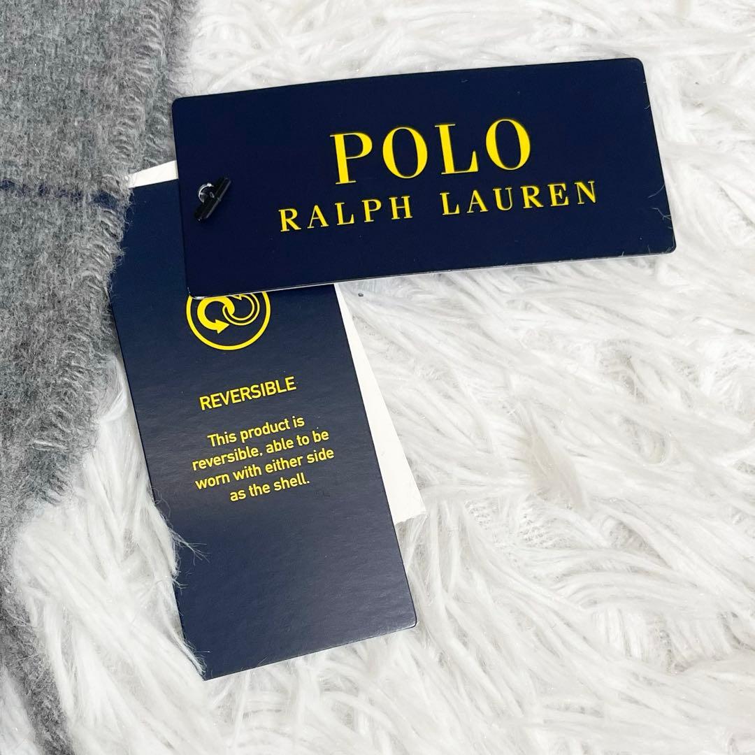 【新品未使用】ポロラルフローレン　マフラー・ストール・ウィンドウペン・ロゴ刺繍