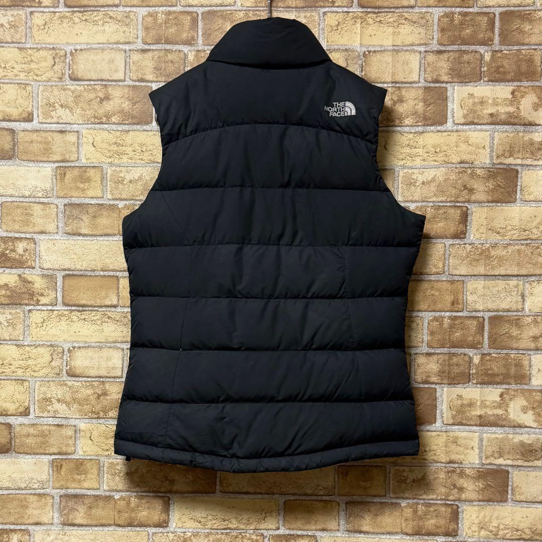 ノースフェイス　ダウンベスト　黒　ブラック　刺繍ロゴ　アウトドア　古着女子XS.