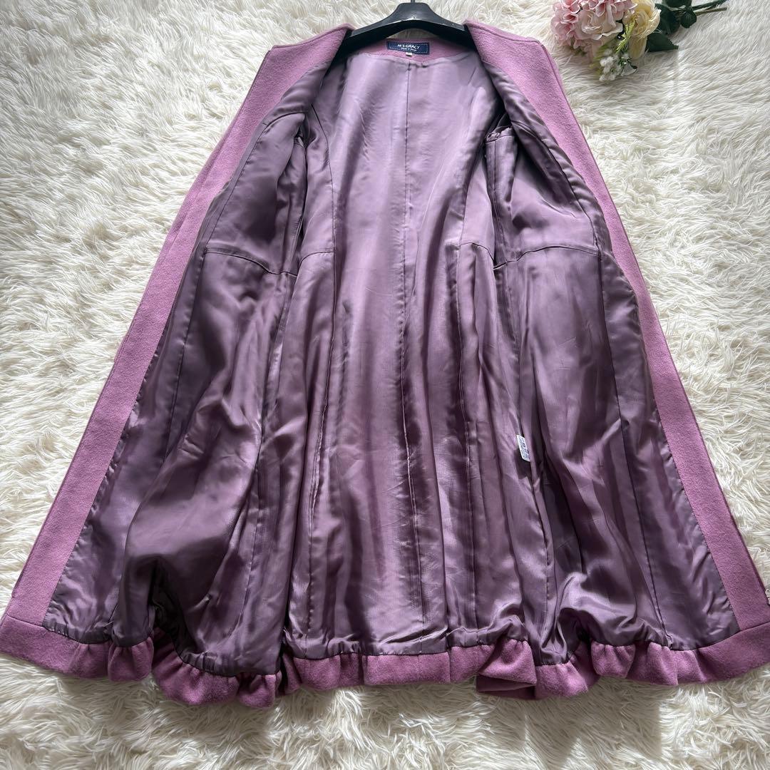 【美品】40リボン　裾バルーン　ウール　コート　エムズグレイシー　ダブルジップ