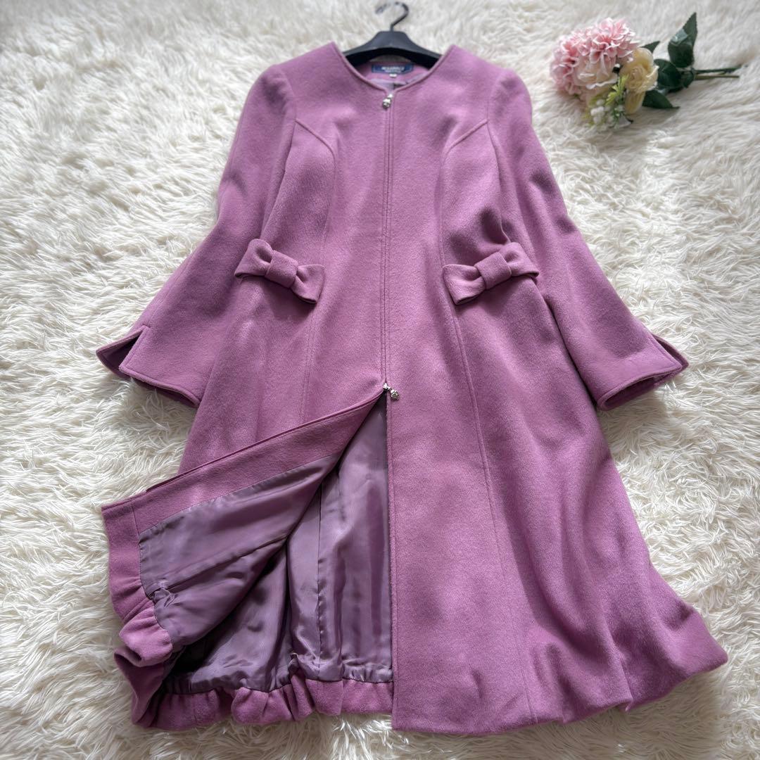 【美品】40リボン　裾バルーン　ウール　コート　エムズグレイシー　ダブルジップ