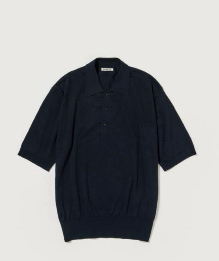AURALEE SUPER HIGH GAUGE COTTON ニットポロ
