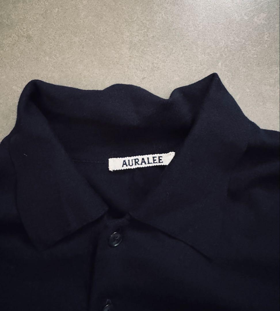 AURALEE SUPER HIGH GAUGE COTTON ニットポロ