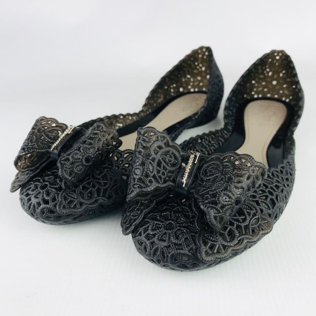 新品未使用★サルヴァトーレフェラガモ・メタルロゴ ラバー フラットシューズ(6)