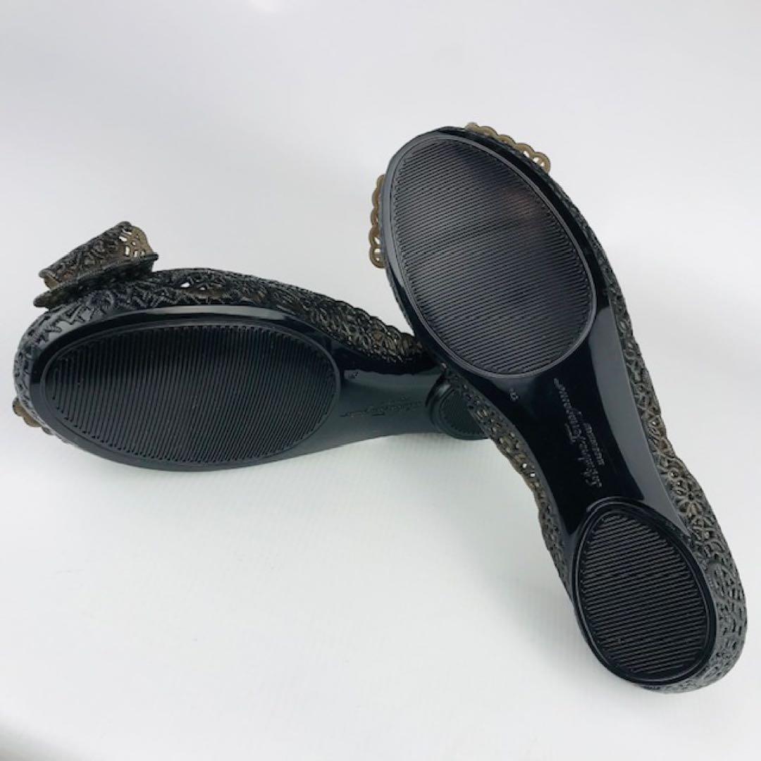 新品未使用★サルヴァトーレフェラガモ・メタルロゴ ラバー フラットシューズ(6)