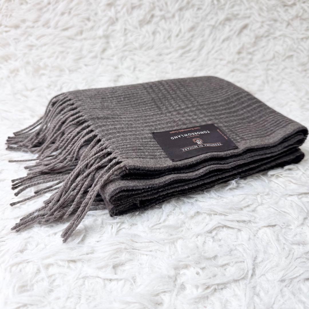 【極上級】トゥモローランド × ゼニア シルク100% マフラー 千鳥格子柄