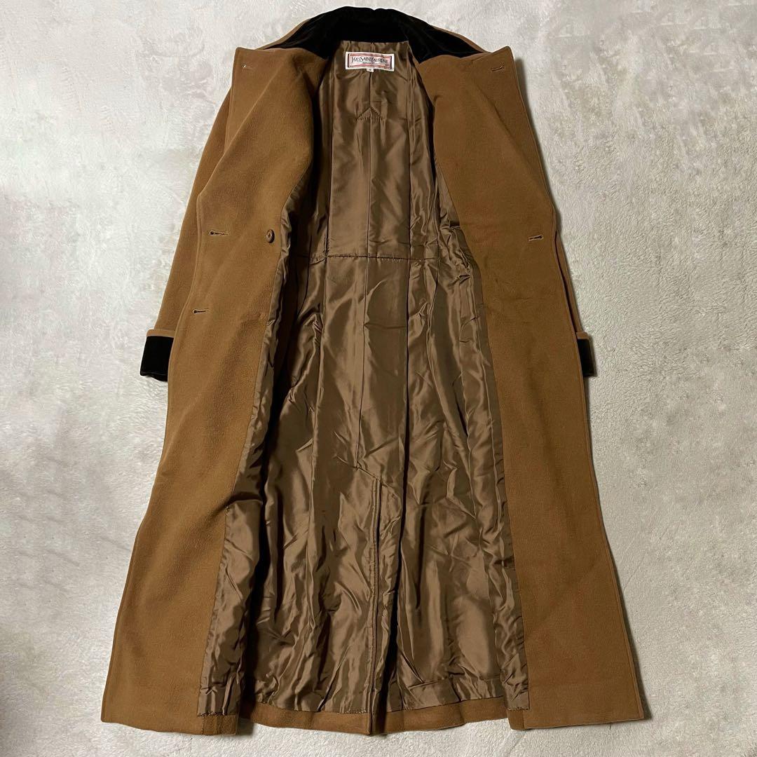 専用 YSL イヴサンローラン ダブルブレスト ウールコート S キャメル 美品