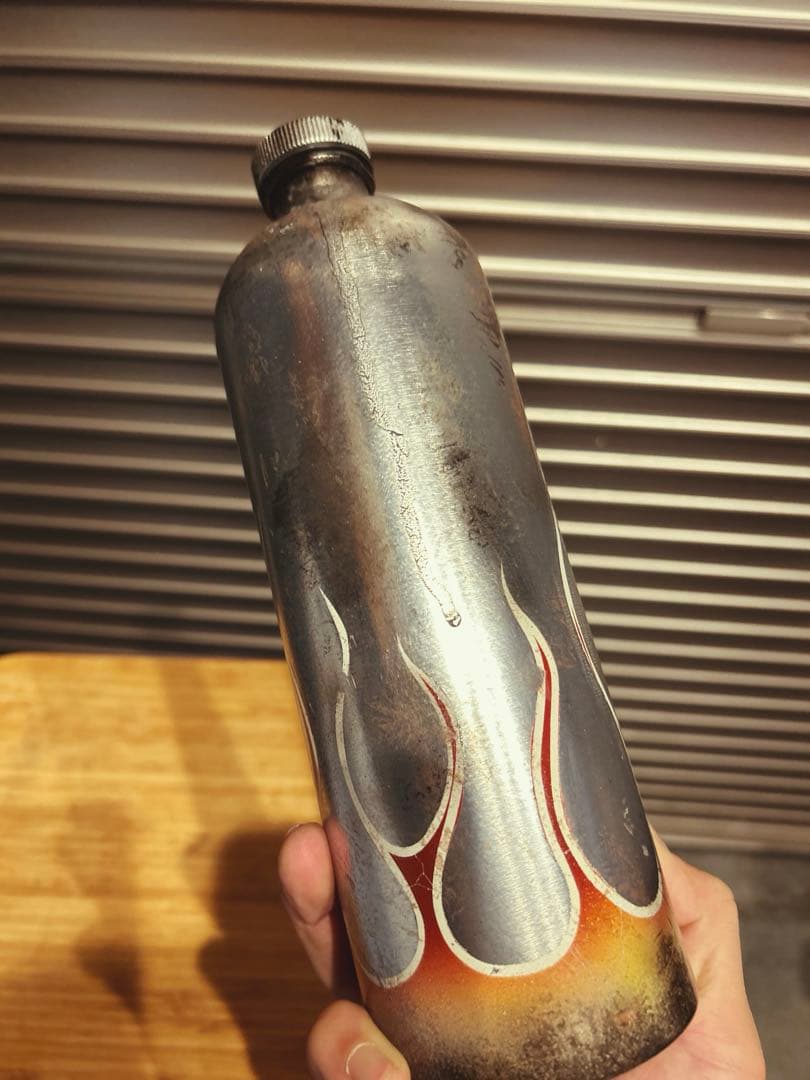 携行缶　1ℓ 新品　エイジング加工品　ヴィンテージ　メッキ調　フレイムス