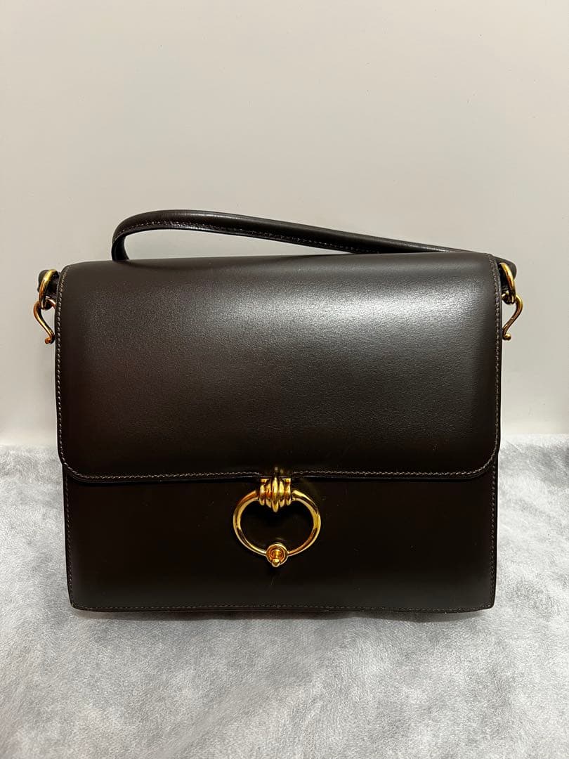 希少　エルメス　セクアナ22　ボックスカーフ　ダークブラウン　刻印不明