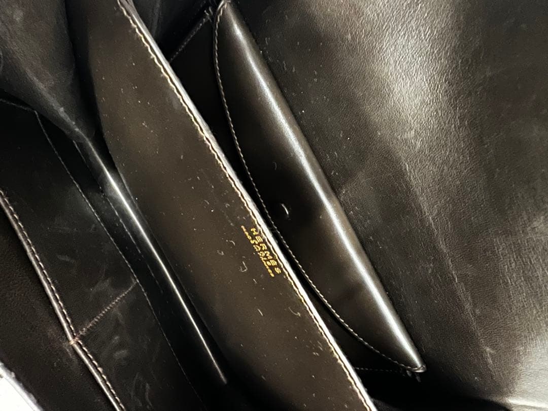 希少　エルメス　セクアナ22　ボックスカーフ　ダークブラウン　刻印不明