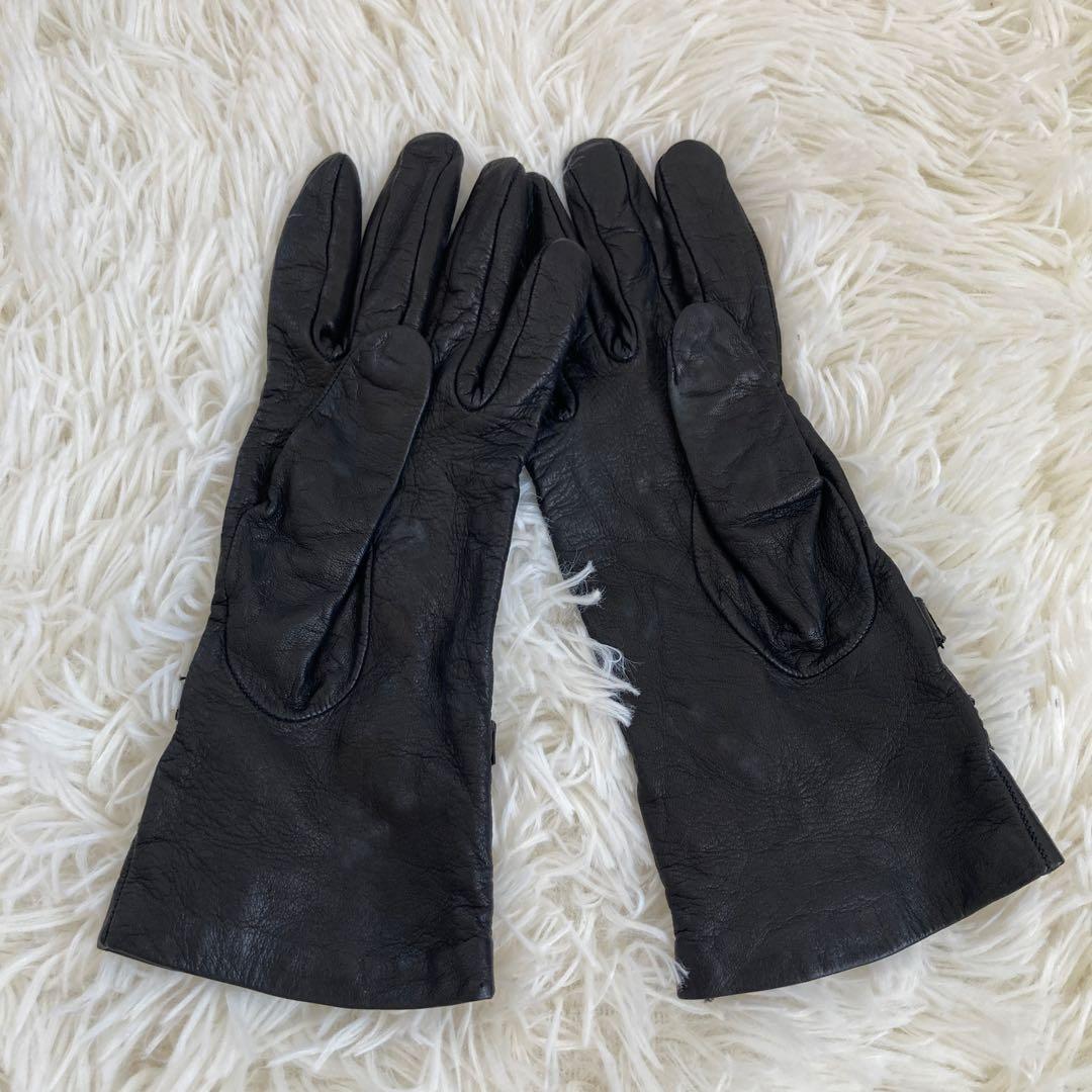 GUCCI グッチ ホースビット グローブ 手袋 レザー レディース ブラック