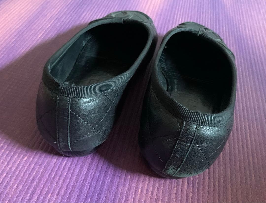 売り切りCHANEL ブラック バレエシューズ　カンボン　ブラック×ブラック