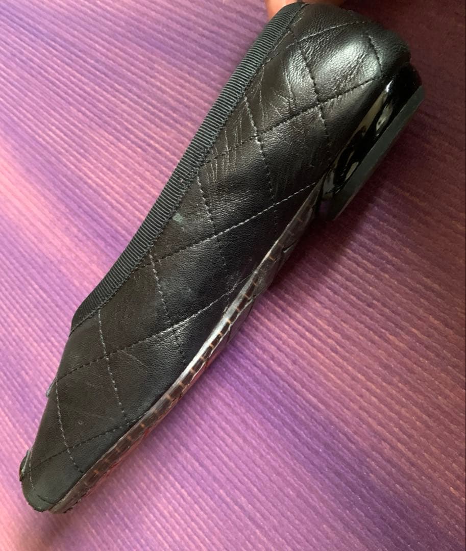 売り切りCHANEL ブラック バレエシューズ　カンボン　ブラック×ブラック