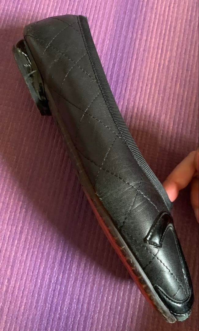 売り切りCHANEL ブラック バレエシューズ　カンボン　ブラック×ブラック