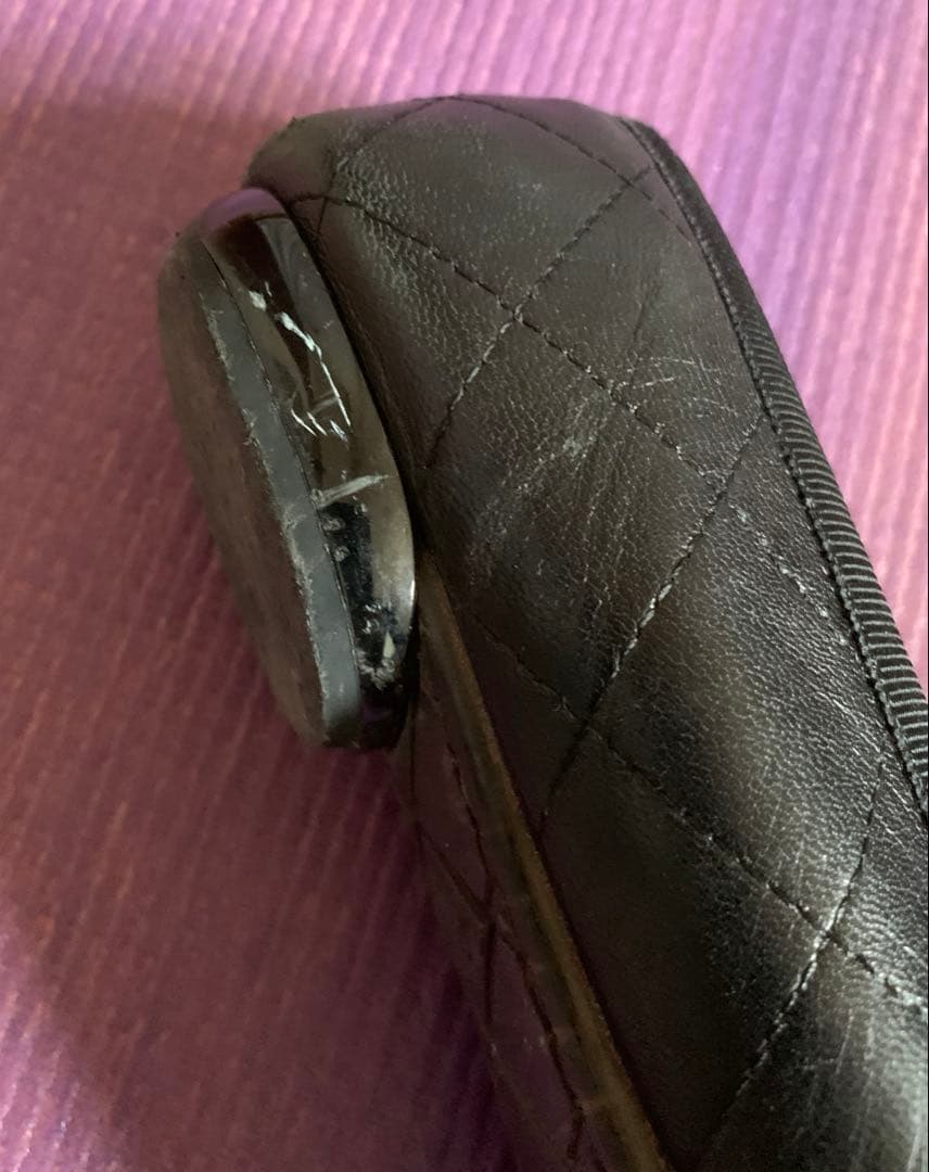 売り切りCHANEL ブラック バレエシューズ　カンボン　ブラック×ブラック