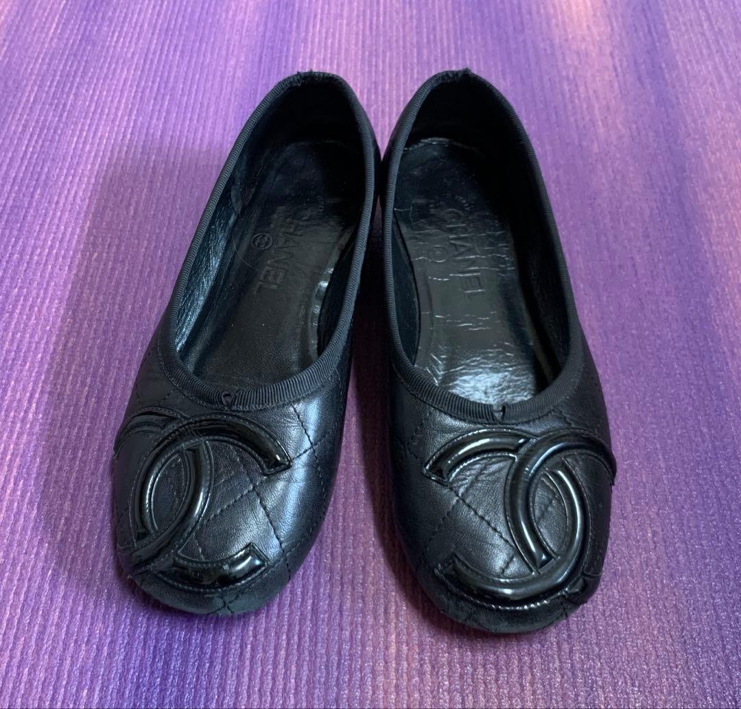 売り切りCHANEL ブラック バレエシューズ　カンボン　ブラック×ブラック