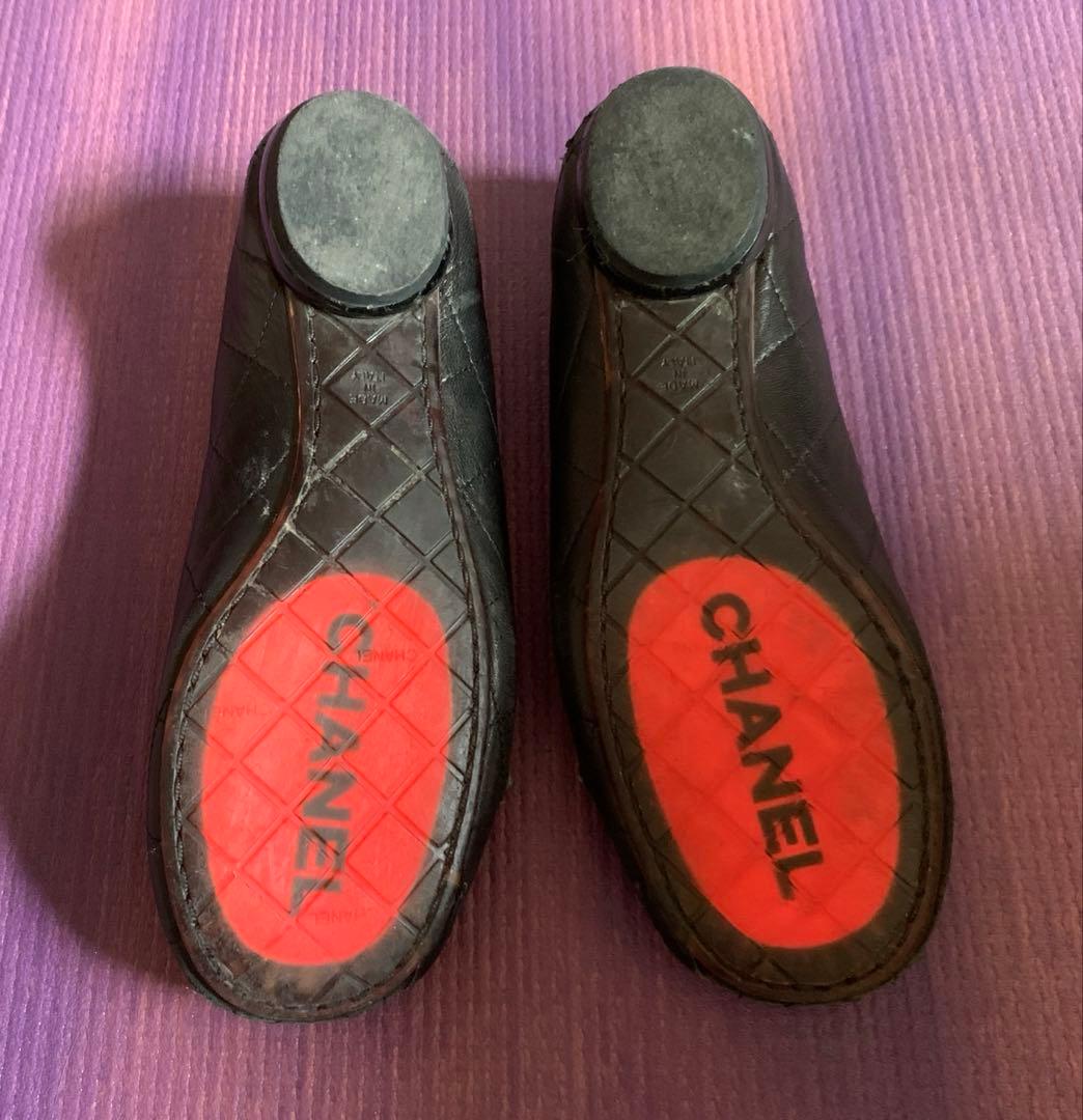 売り切りCHANEL ブラック バレエシューズ　カンボン　ブラック×ブラック