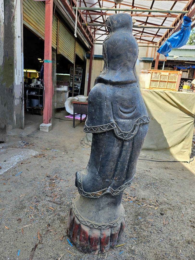 木製仏像風彫刻 約123cm