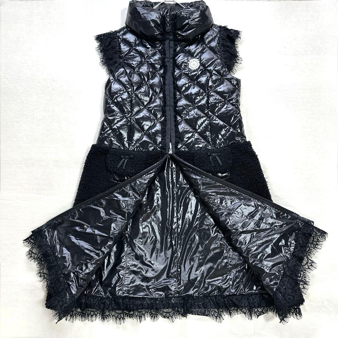 極美品 スーパービューティ ダウンコート ロングジレ 異素材ドッキング ボア