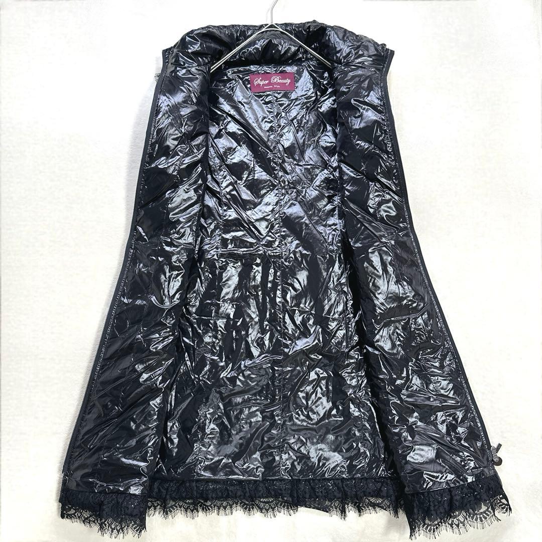 極美品 スーパービューティ ダウンコート ロングジレ 異素材ドッキング ボア