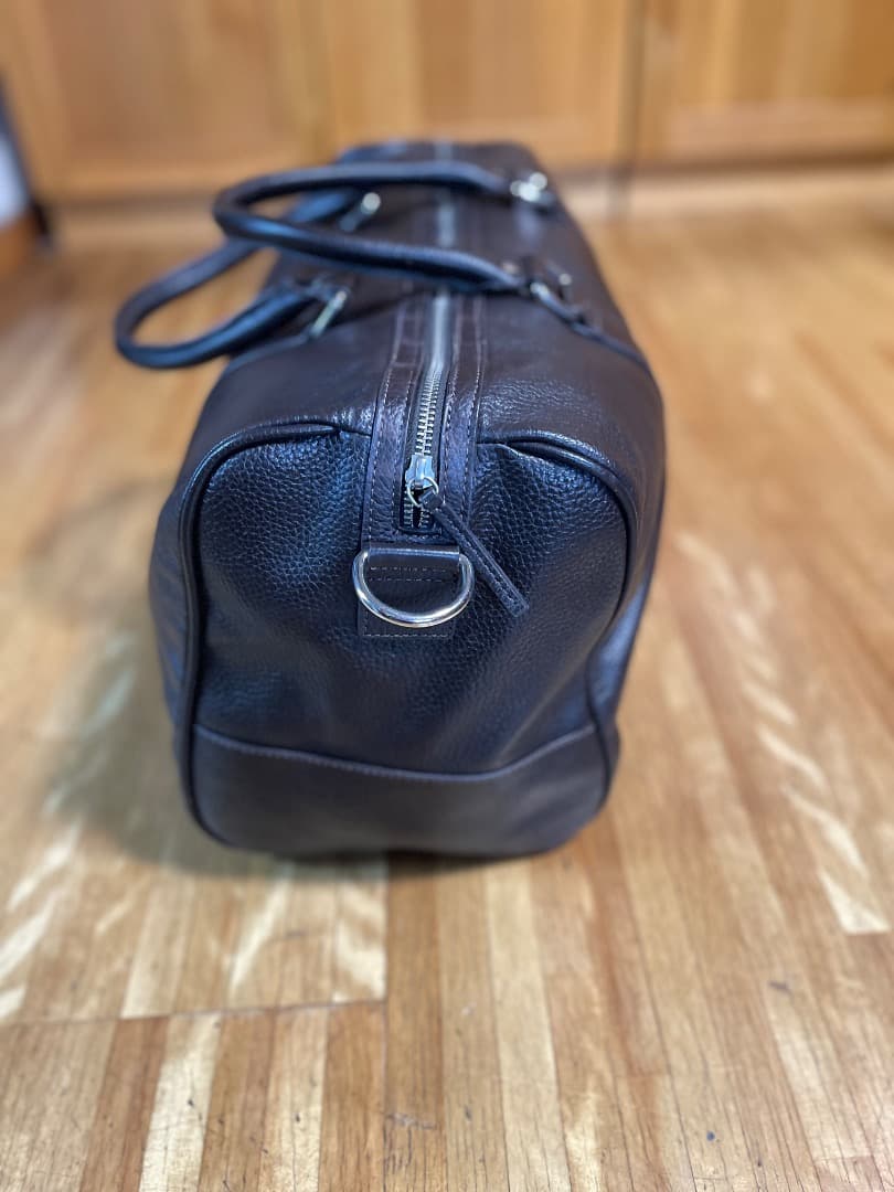 COLE HAAN ダークブラウン シボ革 ボストンバッグ