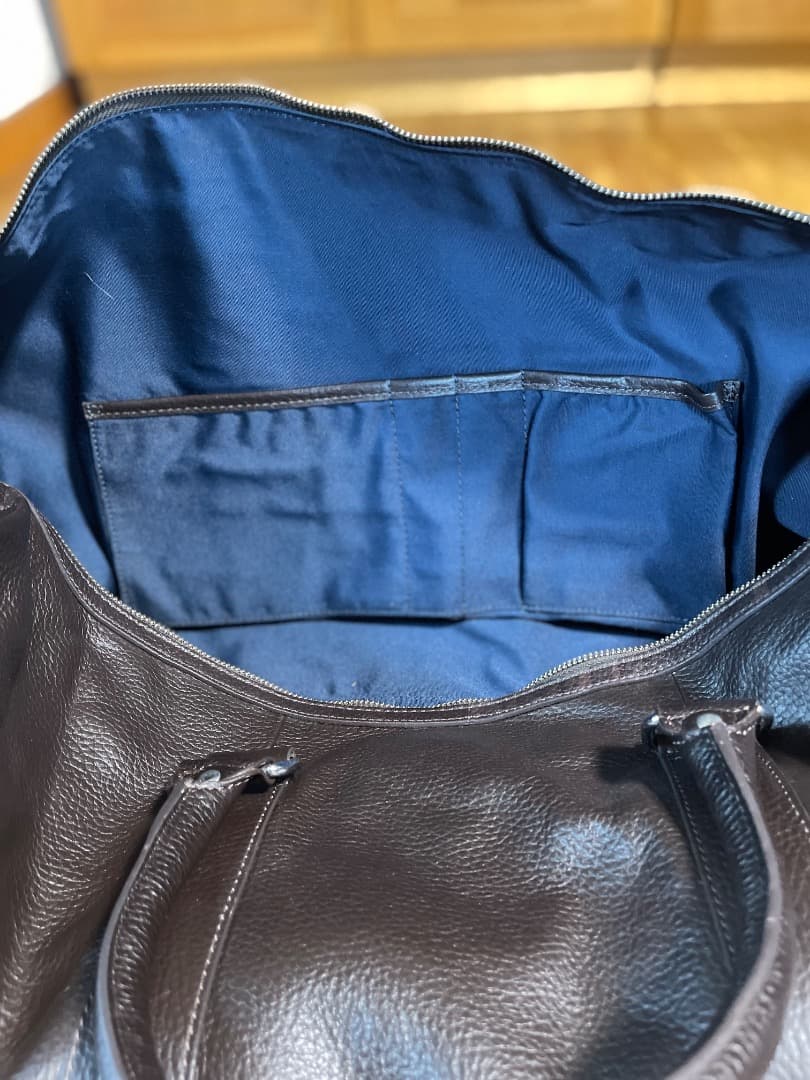 COLE HAAN ダークブラウン シボ革 ボストンバッグ