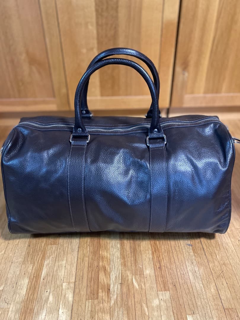 COLE HAAN ダークブラウン シボ革 ボストンバッグ