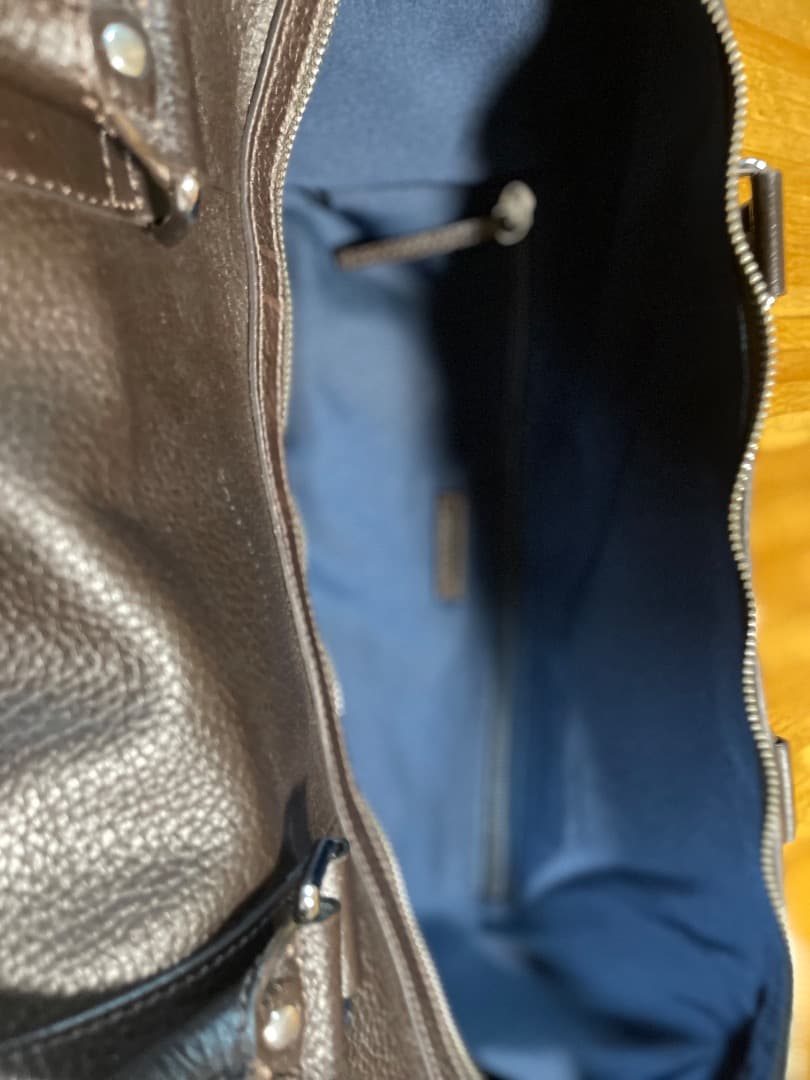 COLE HAAN ダークブラウン シボ革 ボストンバッグ