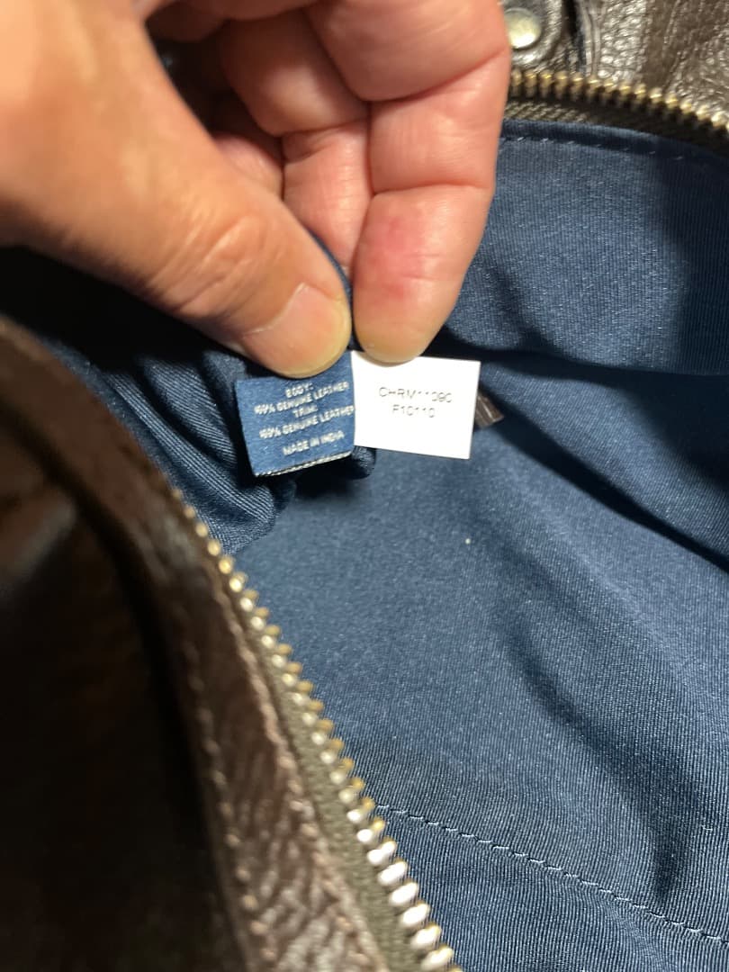 COLE HAAN ダークブラウン シボ革 ボストンバッグ