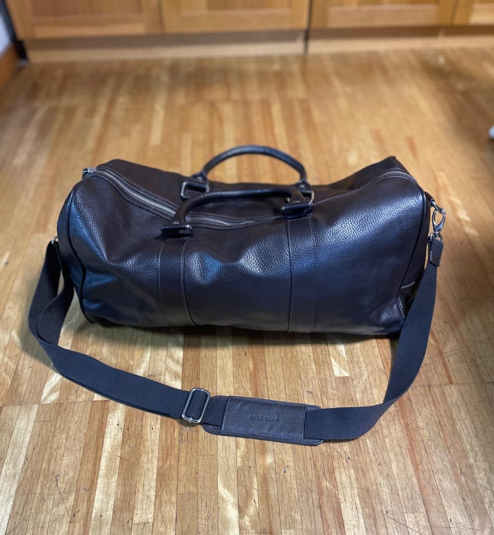 COLE HAAN ダークブラウン シボ革 ボストンバッグ