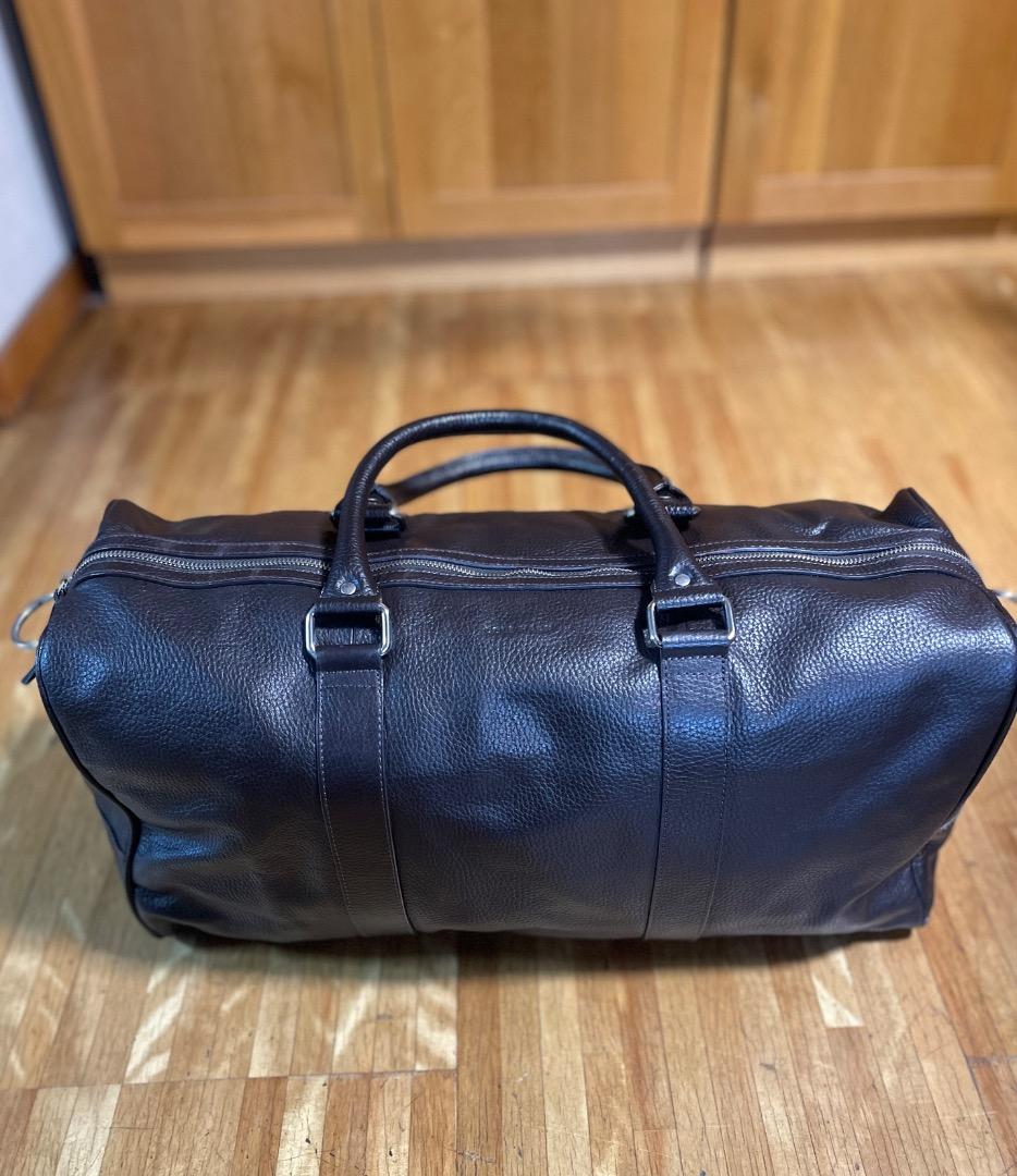 COLE HAAN ダークブラウン シボ革 ボストンバッグ