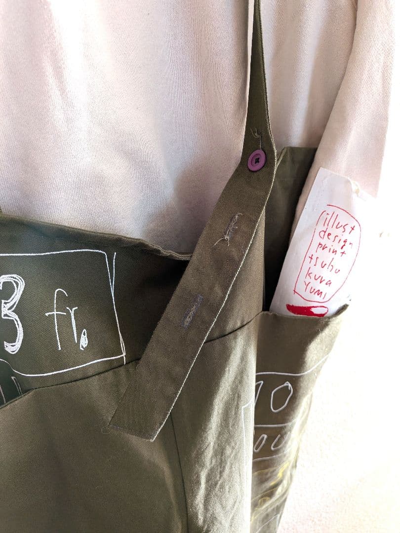 〘新品 〙tsubokura yumi 大人おしゃれロゴ入りサロペット 　日本製