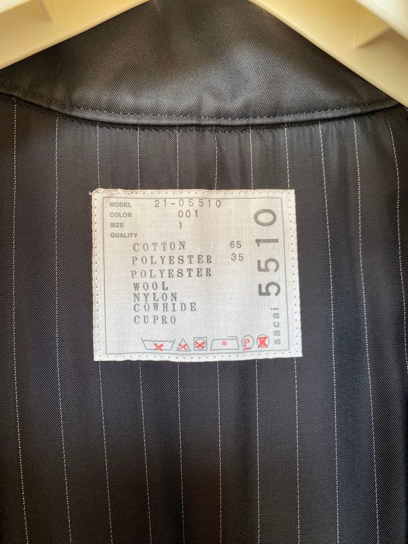 sacai サカイ　レディースブラック トレンチコート ダブルブレスト