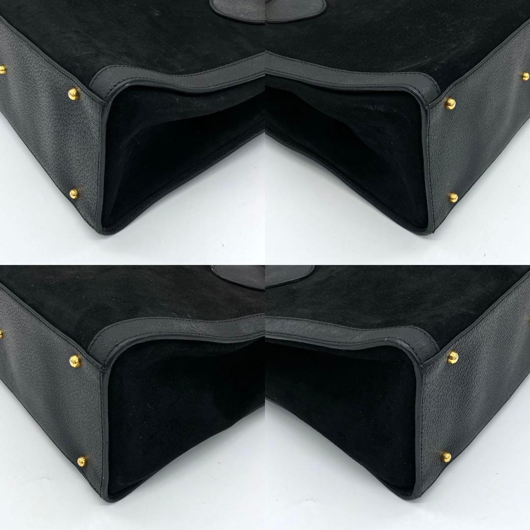 【GUCCI】トートバッグ　バンブー　スエード　レザー　ブラック