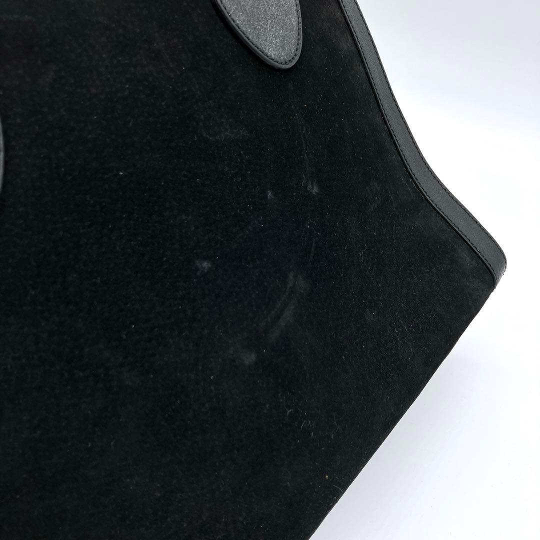 【GUCCI】トートバッグ　バンブー　スエード　レザー　ブラック